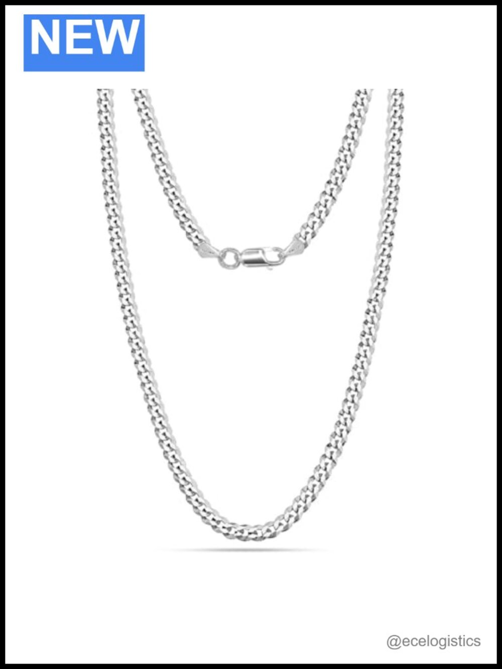 925 Sterling Silver Diamond-Cut Cuban Curb Chain Necklace Unisex Lobster Clasp